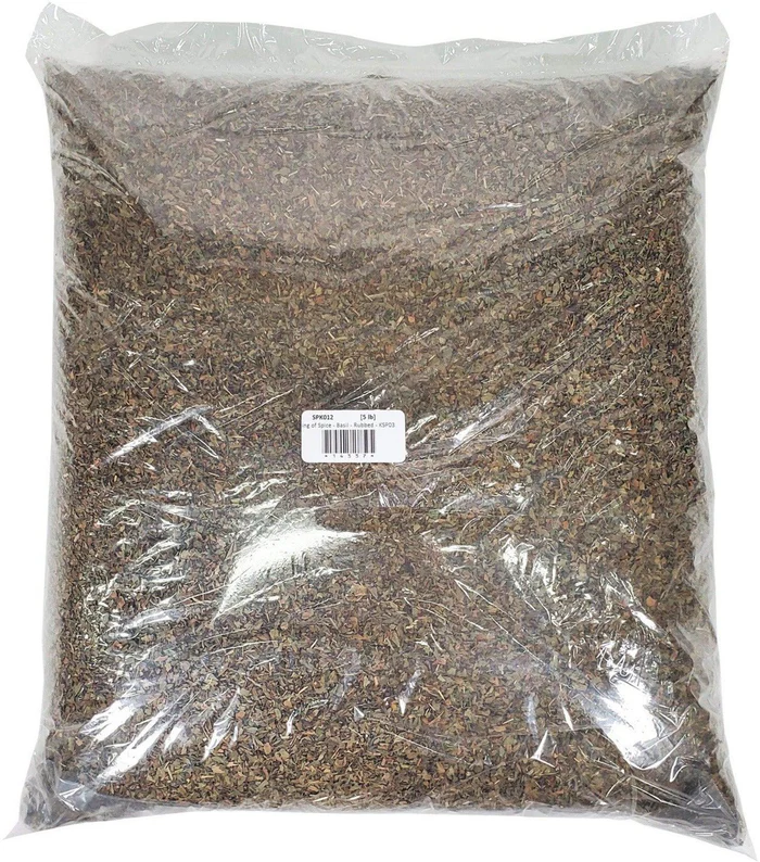 Dried basil export from Egypt — bulk sacks of dried basil leaves ready for FOB shipment from Port Said or Alexandria for global food manufacturing buyers